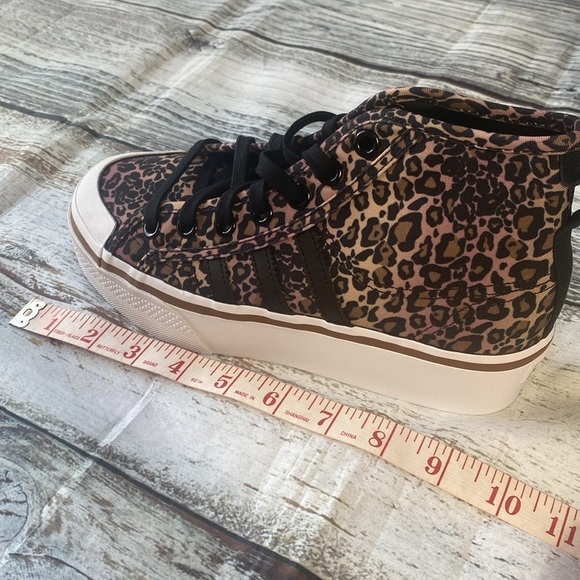 Adidas Leopard Print Mid-Tops in Black and Pink Sz 6 - Picture 10 of 12